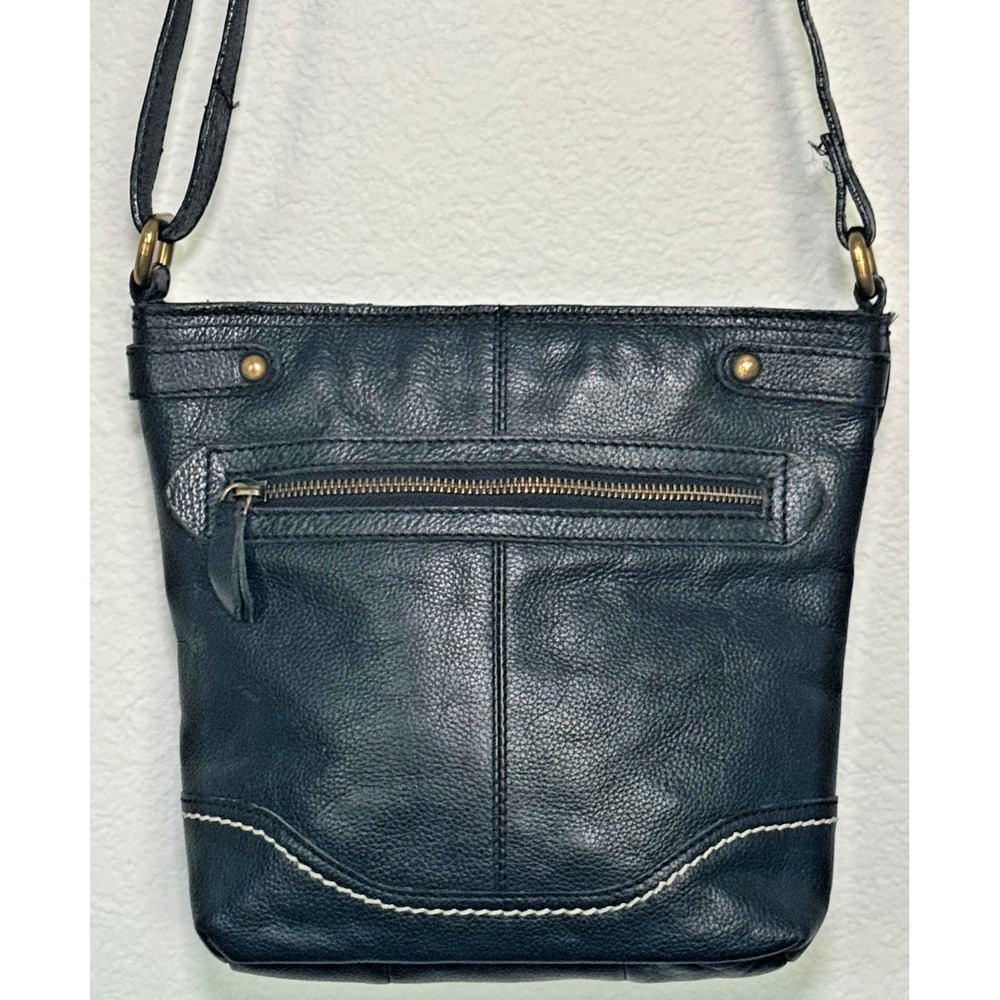 Born Black Leather‎ Bucket Crossbody Shoulder Handbag Accent Stitching